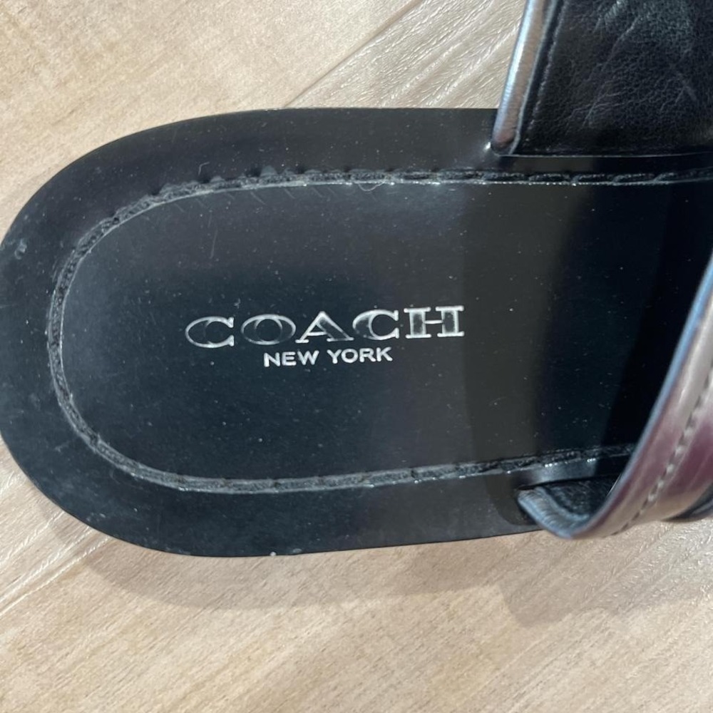Coach New York black leather slides
